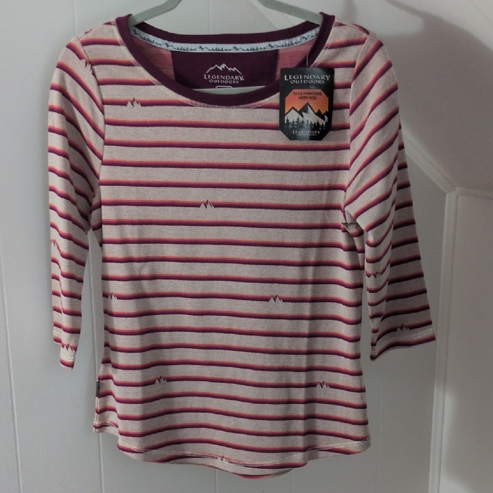 Cream & Pink Striped Long Sleeve Tee